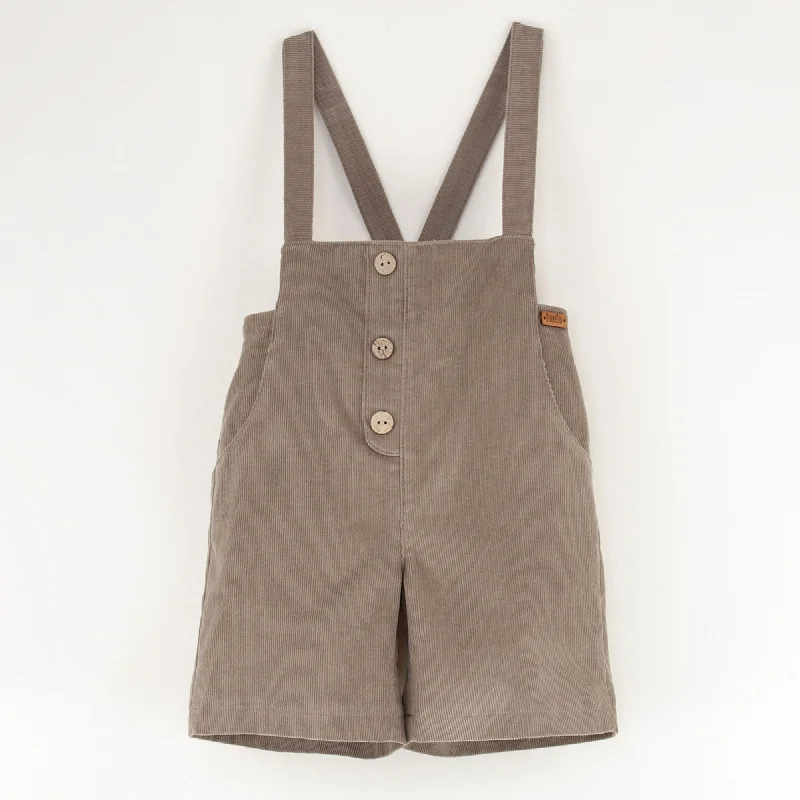 Popelin Taupe Short Dungarees With Straps Traditional Men's Country