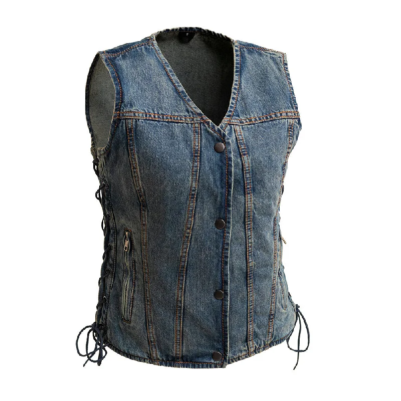 Ladies Tiff Blue Denim Vest Bold Men's Animal