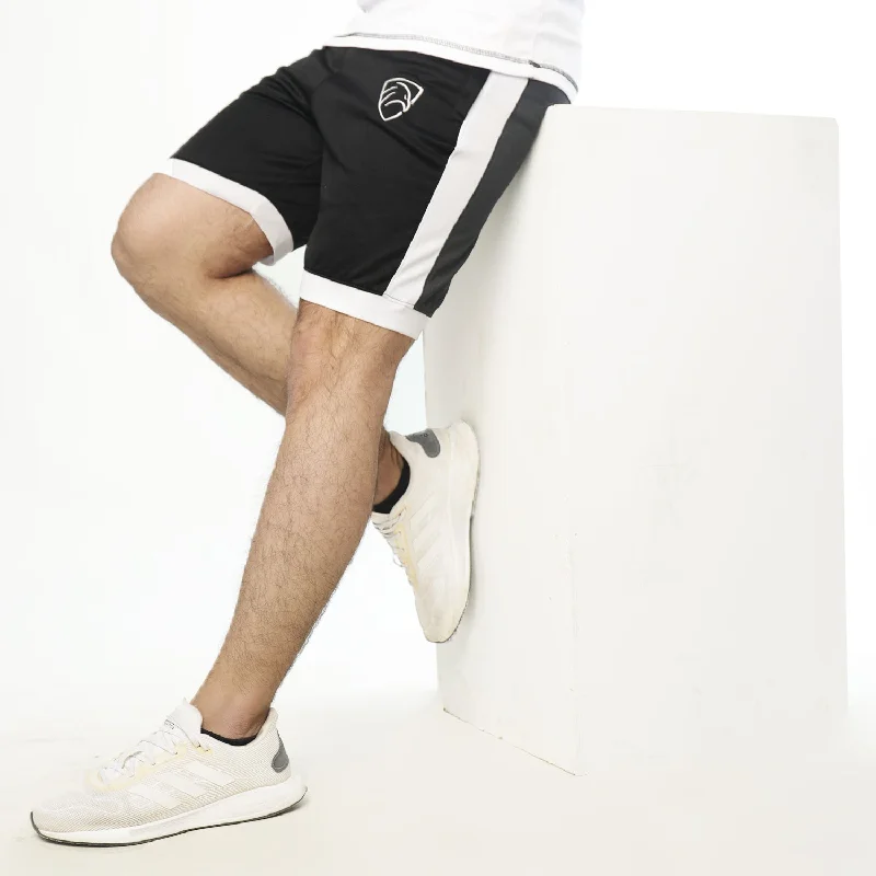 Black Interlock Shorts With White Side And Bottom Panels Vintage Men's 1970S Disco