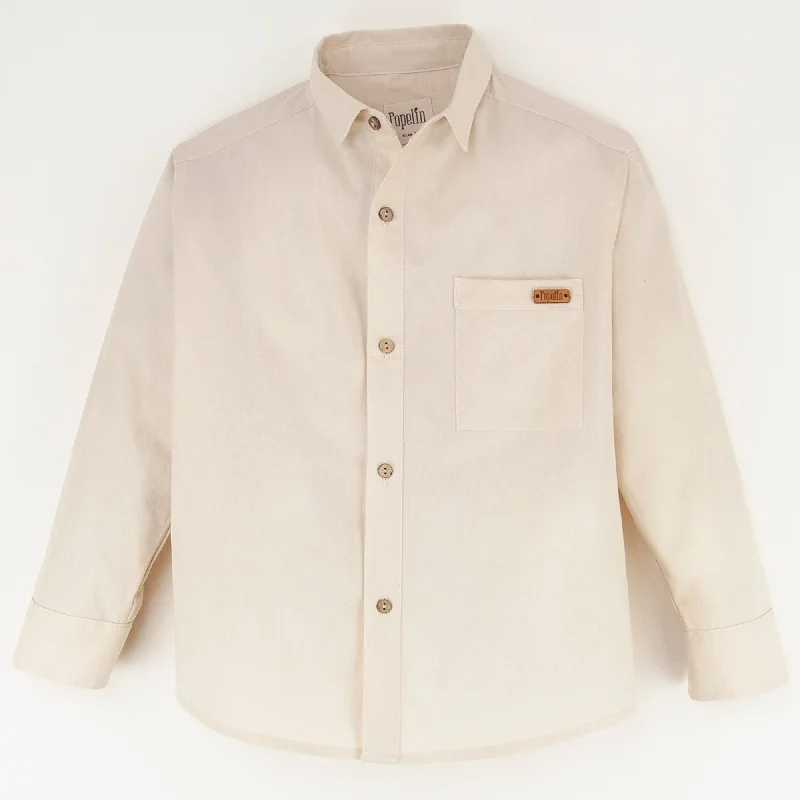 Popelin Beige Shirt With Collar Cclassic Men's Tweed