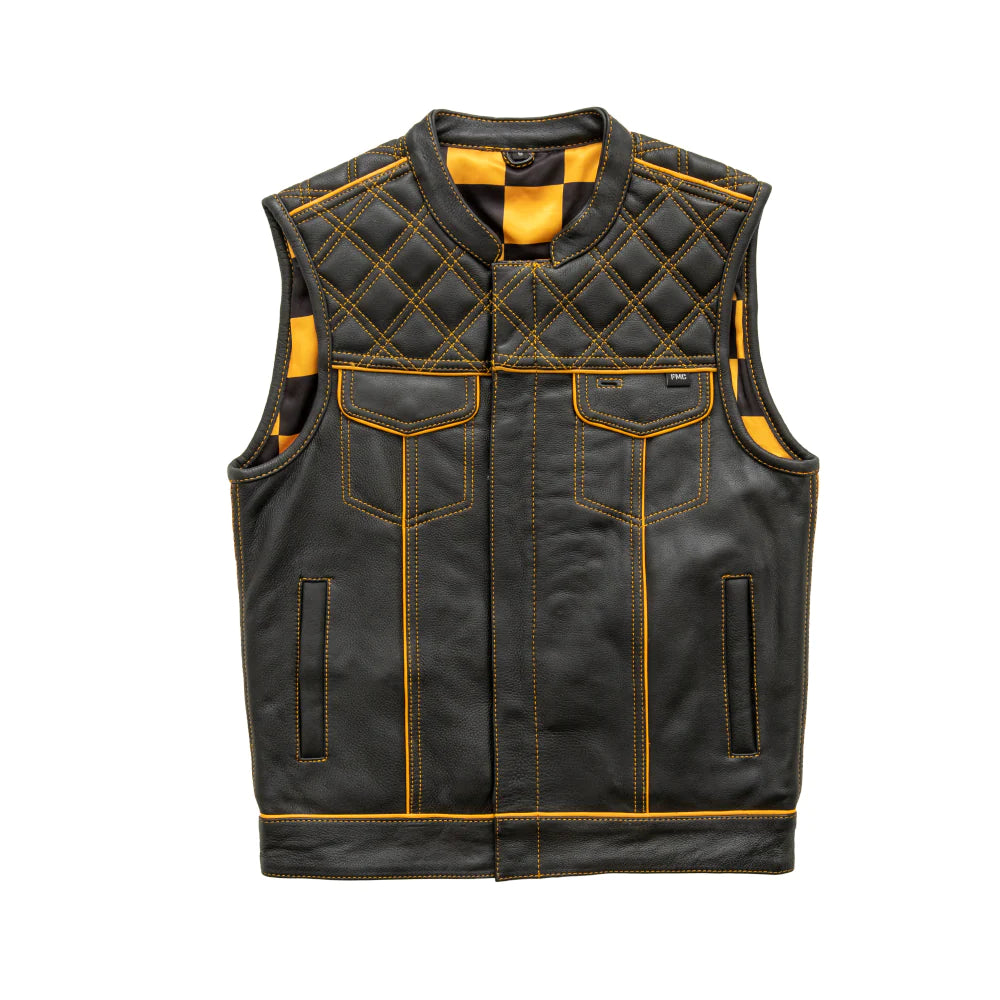 Men's Yellow Checker Vest Sporty Men's Athleisure 