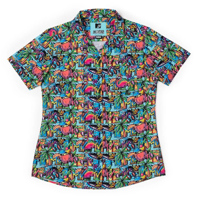 MTV “Cancun” – Women's KUNUFLEX Short Sleeve Shirt Masculine Men's 