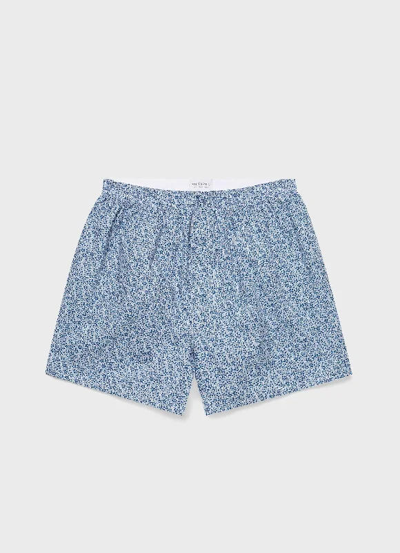 Men's Classic Boxer Shorts in Liberty Fabric in Ink Blue Meadow Artistic Men's Hand