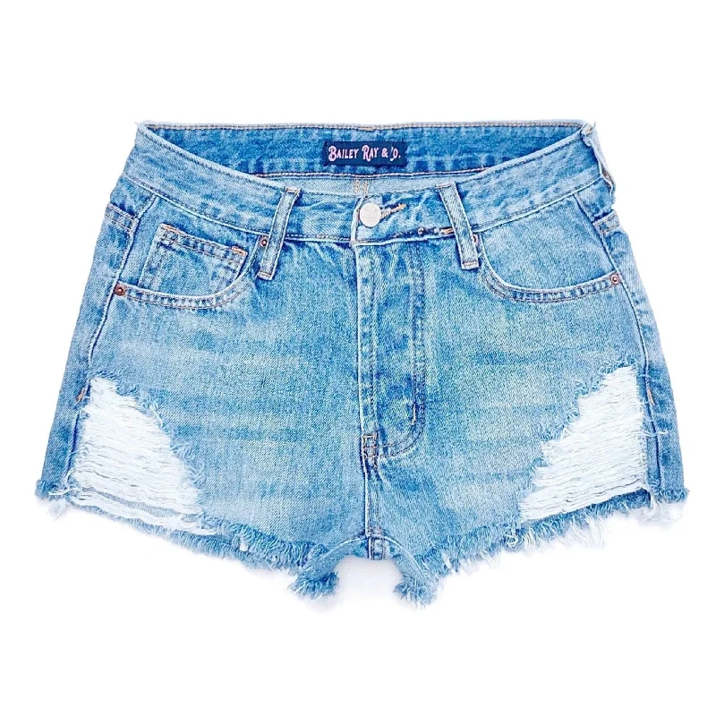 Distressed High Waisted Denim Shorts  - The Annabelle Refined Men's Hand