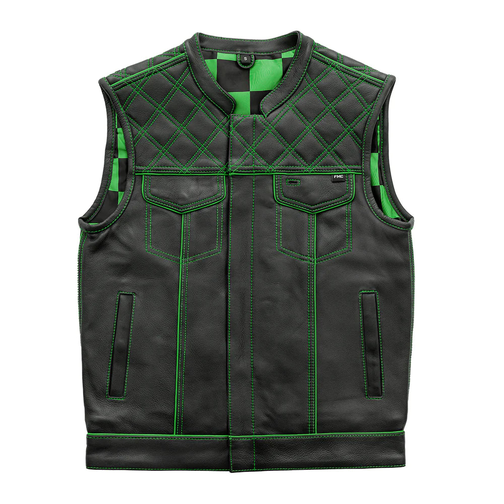 Men's Green Checker Vest Gym