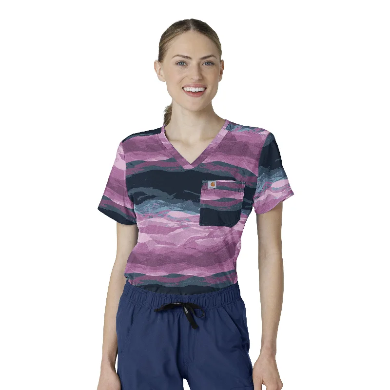 Carhartt Women's Tuck-In Print Scrub Top - Peaceful Pastures Thistle Bohemian Men's Free