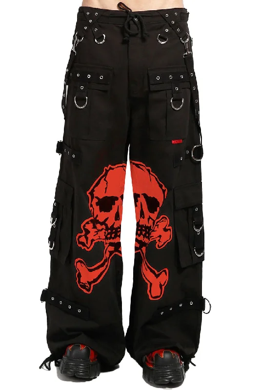 Tripp NYC Mega Skull Pants [BLACK/RED] Elegant Men's Cashmere