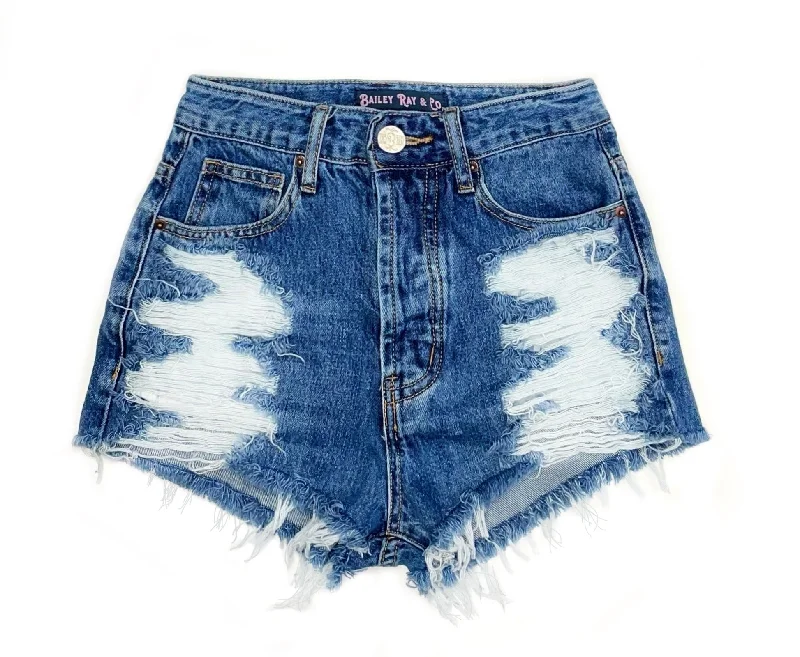 Heavily Distressed High Waisted Denim Shorts  - The Fergie Edgy Men's Punk