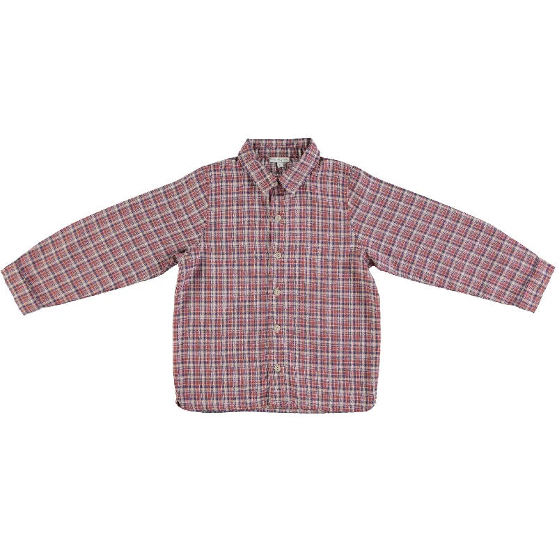 Bebe Organic Eli Shirt Red Tartan Check Earthy Men's Sustainable 