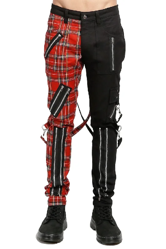 Tripp NYC Split Leg Bondage Pants [BLACK/RED PLAID] Relaxed Men's Beach