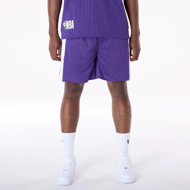 LA Lakers NBA Graphic Purple Mesh Shorts Beach