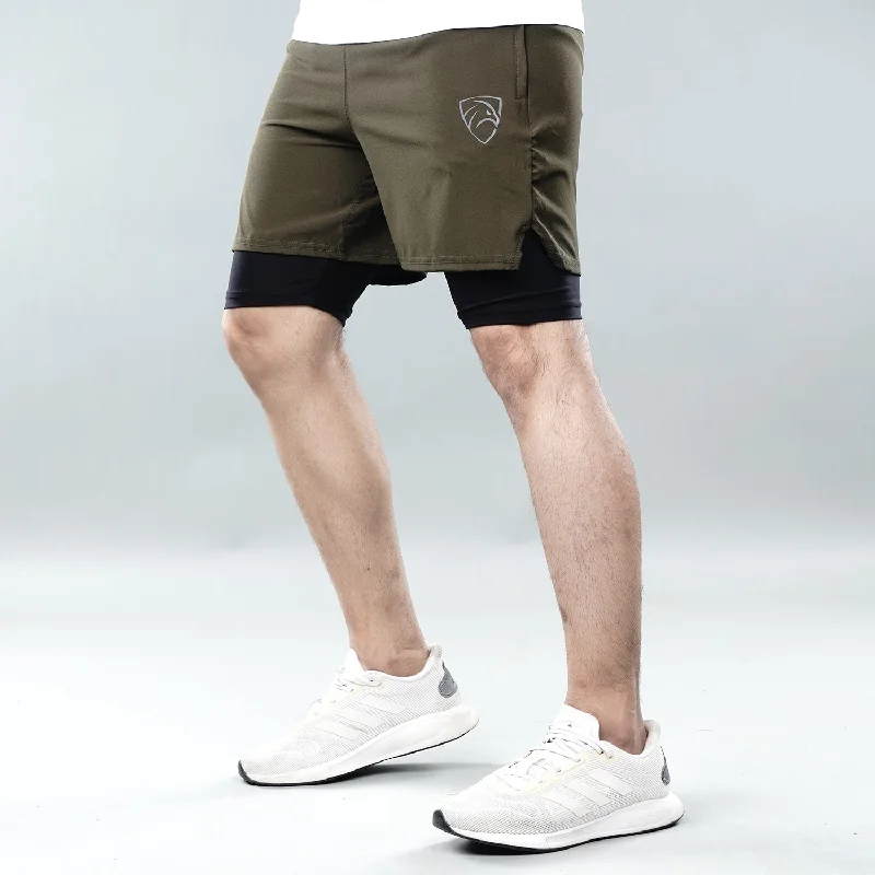 Tf-Olive Green/Black Micro Premium Compression Shorts Classic Men's Pin