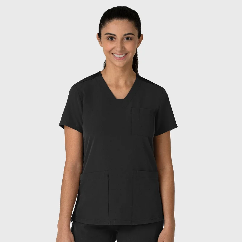 Nova Women's Flex-n-Reach V-Neck Scrub Top - Black Luxurious Men's High