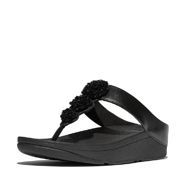 FitFlop Fino Beadie Button Metallic Sandals - Metallic Black Hip Men's Retro