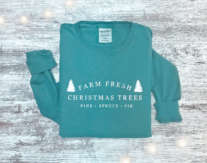 Christmas Tree Lot Long Sleeve Tee - Comfort Wash Traditional Men's Wool