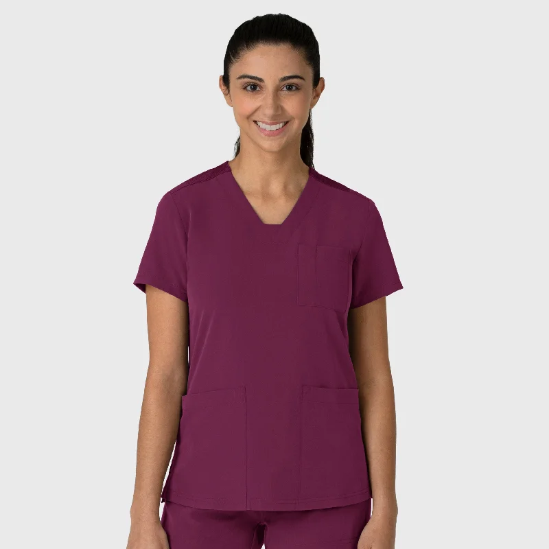 Nova Women's Flex-n-Reach V-Neck Scrub Top - Wine Adventure