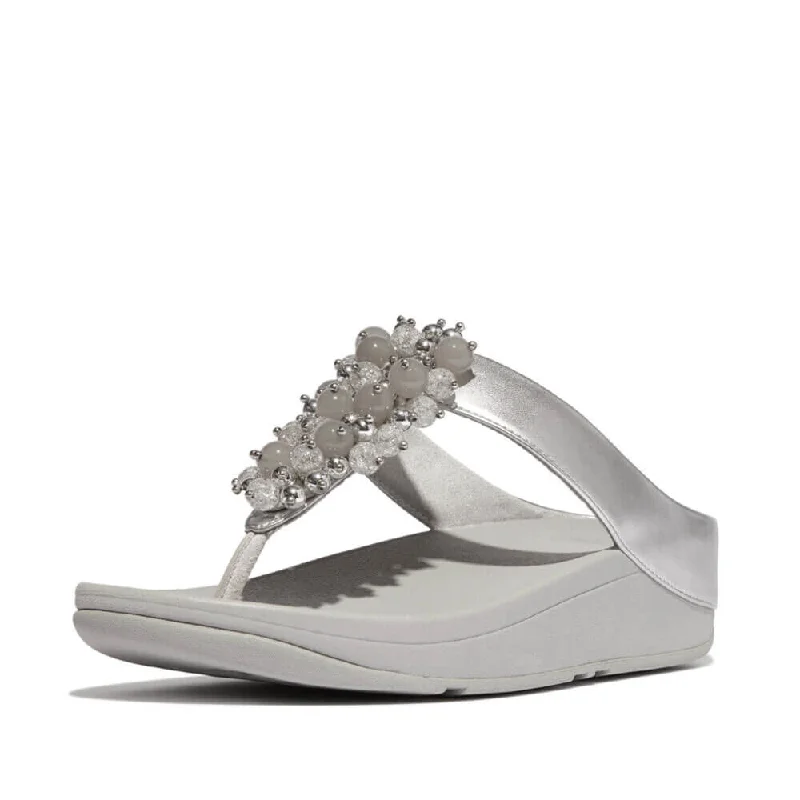 FitFlop Fino Bauble Bead Leather Sandals - Silver British Gentleman Style