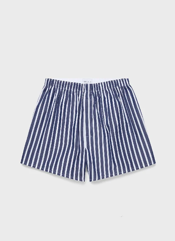 Men's Classic Boxer Shorts in Navy/White Stylish Men's Neon