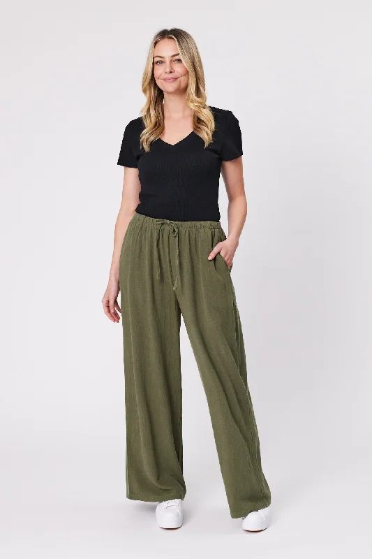 Shine On Essentials Woven Pant Khaki Monochromatic All