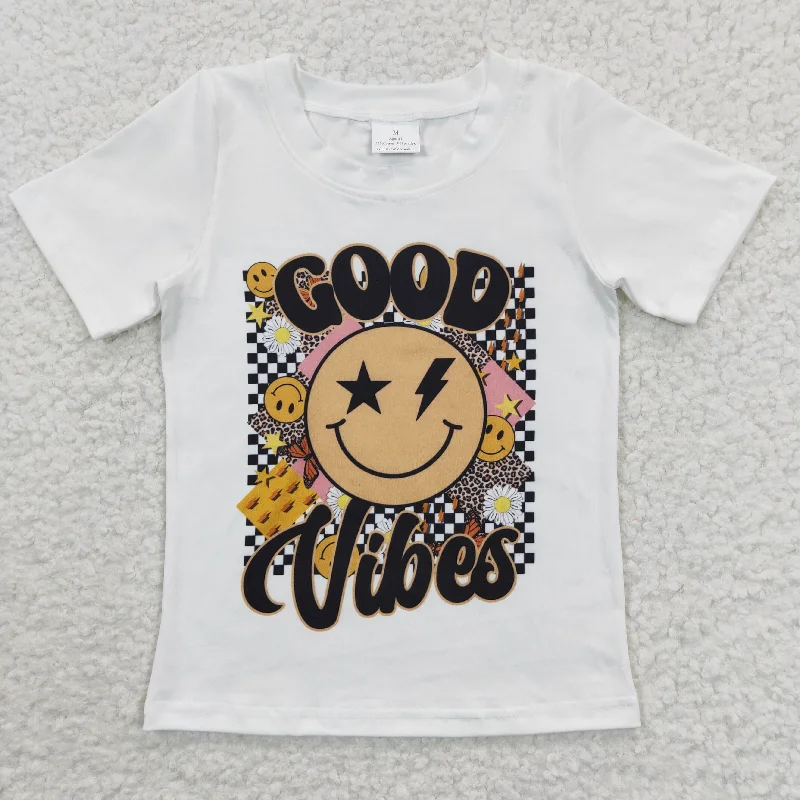 BT0221 Good Vibes Boys Short Sleeve Top T-shirts Hip Men's Urban