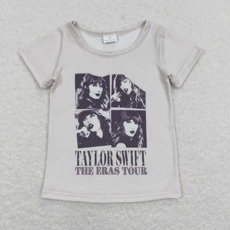 GT0435 Grey Taylor Singer  The Eras Tour Girls Short Sleeve Top T-shirts Luxurious Men's High