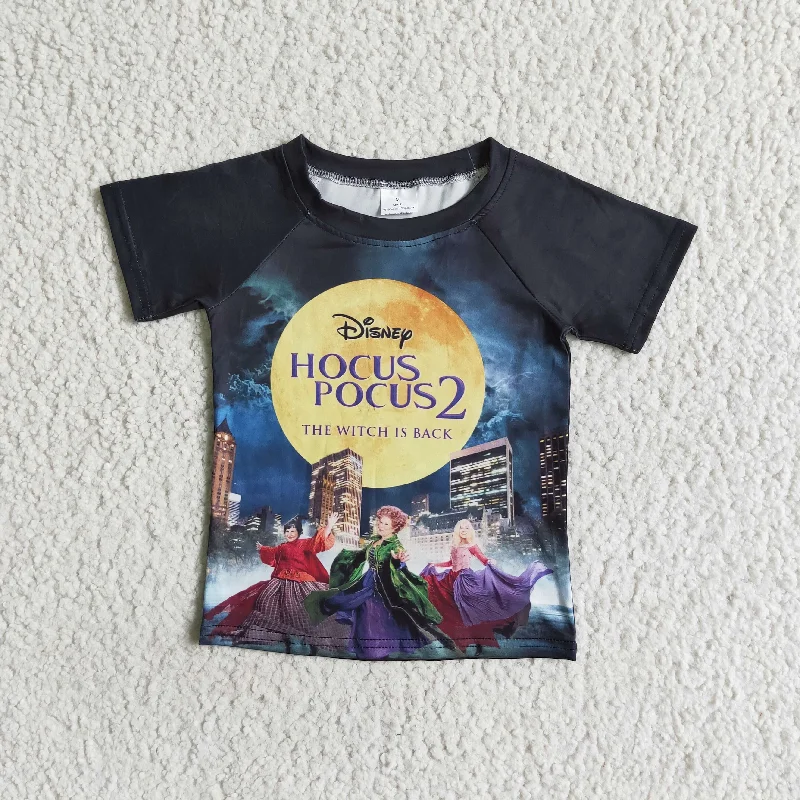 BT0026 Halloween Witch Cartoon Boys Short Sleeve Top T-shirts Tailored