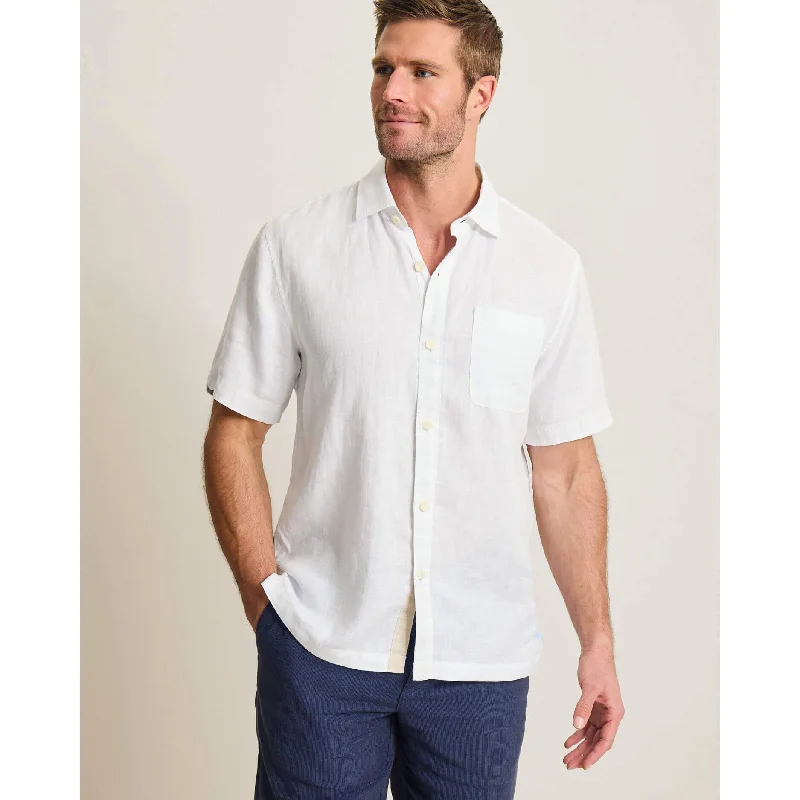 Tommy Bahama Men's Paradise Breezer Short Sleeve Linen Camp Shirt - White Youthful Men's Pop