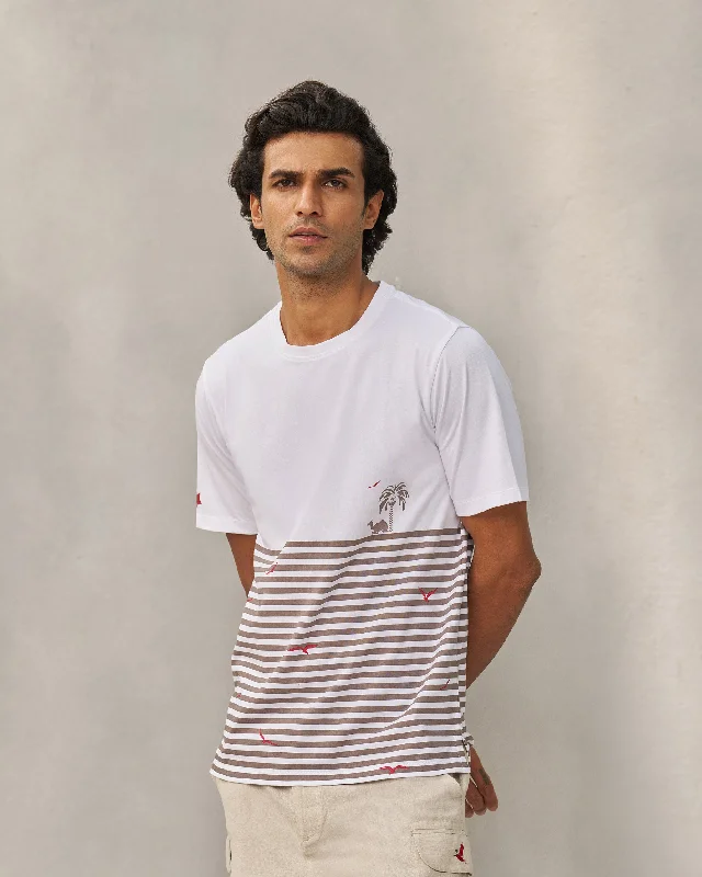 Moroccan Palm T-shirt - White Cclassic Men's Tweed