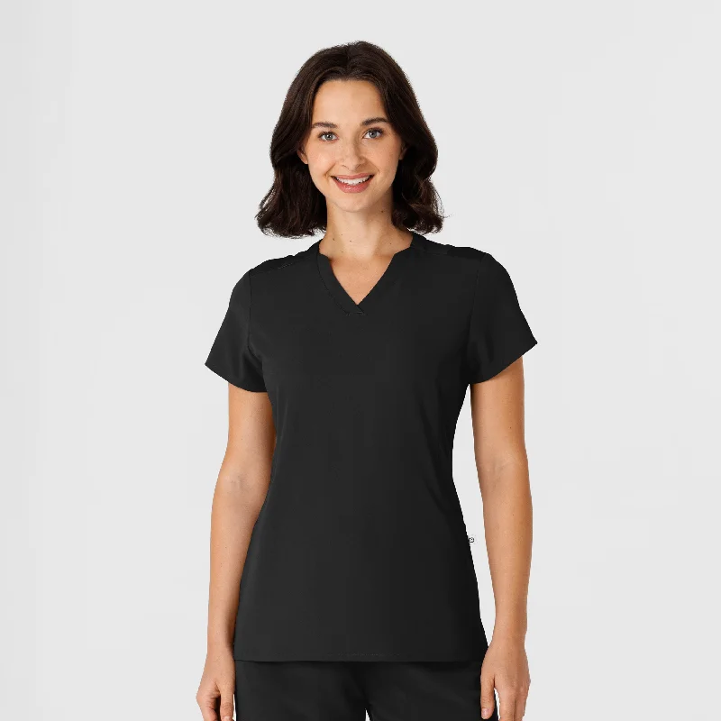 Nova Women's Flex-n-Reach Shoulder Panel V-Neck Scrub Top - Black Bold Men's Statement