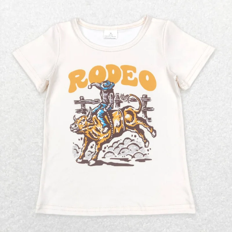 BT0515 Rodeo Cowboy  Boys Short Sleeve Top T-shirts Modern Men's 