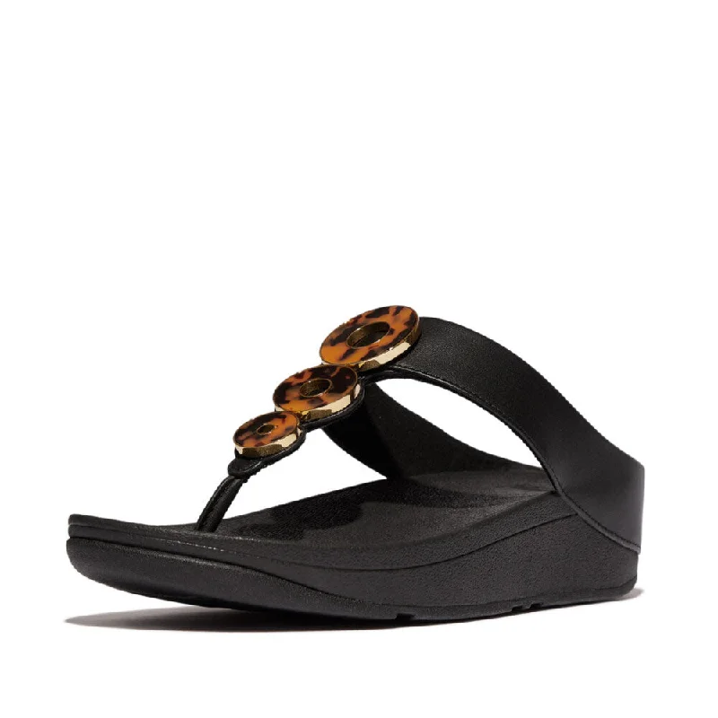 FitFlop Fino Resin Metallic Sandals - All Black Refined Men's Hand