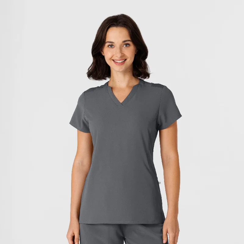 Nova Women's Flex-n-Reach Shoulder Panel V-Neck Scrub Top - Pewter Hip Men's Urban