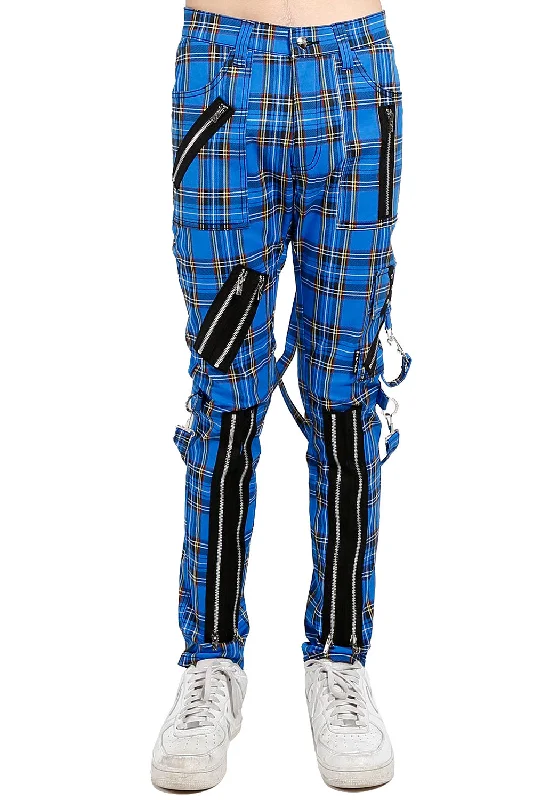 Tripp Punk Bondage Pants [Blue Plaid] Dynamic Men's High