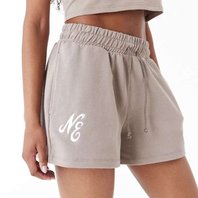 New Era Brown Womens Sweat Shorts Unique Men's Patch