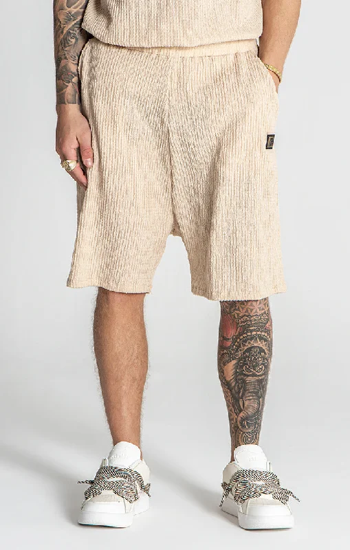 Beige Resort Shorts Artistic Men's Hand