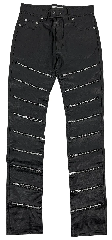 Saint Laurent Leather Zipper Pant in Black Relaxed Men's Australian 