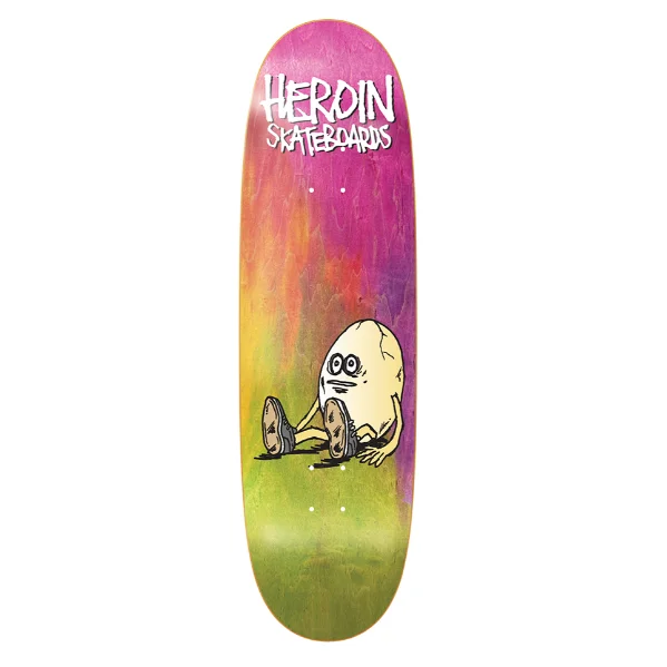 Heroin Team Rainbow Egg Shaped Skateboard Deck 9.125" Organic