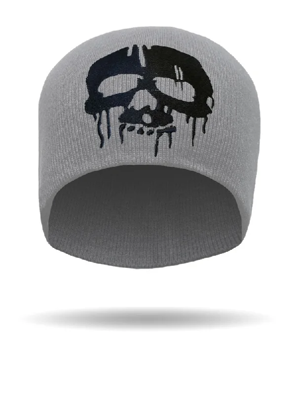 Drip Skull Beanie Gray Stylish Men's Neon