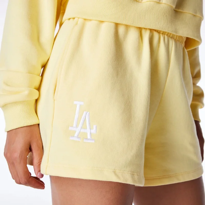 LA Dodgers Womens MLB League Essential Pastel Yellow Shorts Athletic Men's High