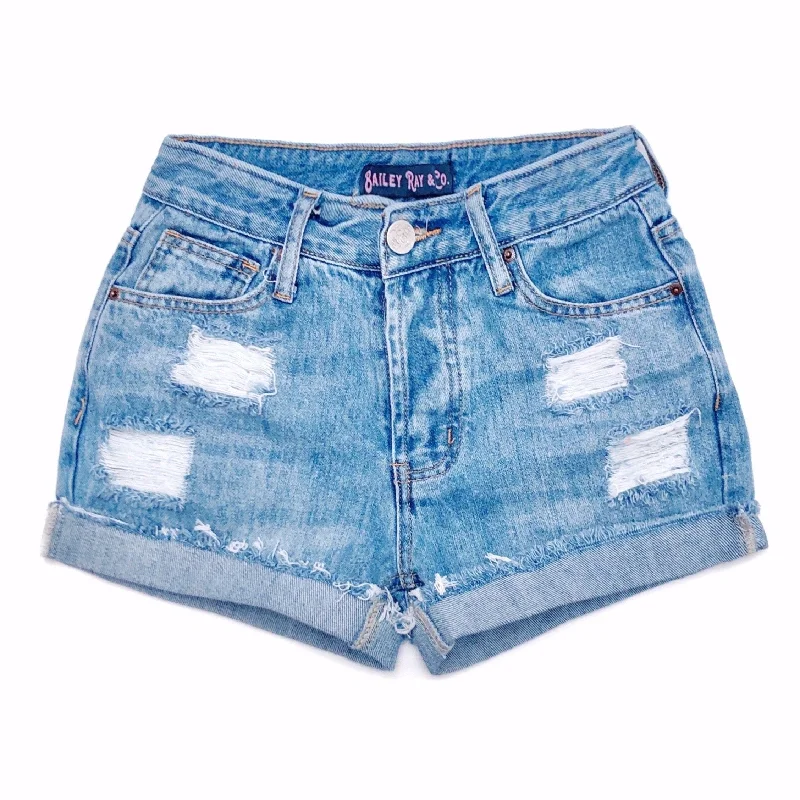 Distressed High Waisted Denim Shorts  - The Poppy Sporty Men's Tennis