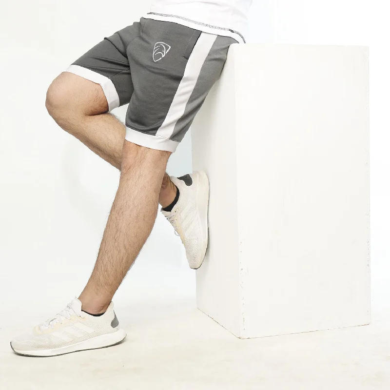 Charcoal Interlock Shorts With White Side And Bottom Panels Adventure