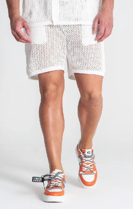 White Azulik Crochet Shorts Modern Men's Tech