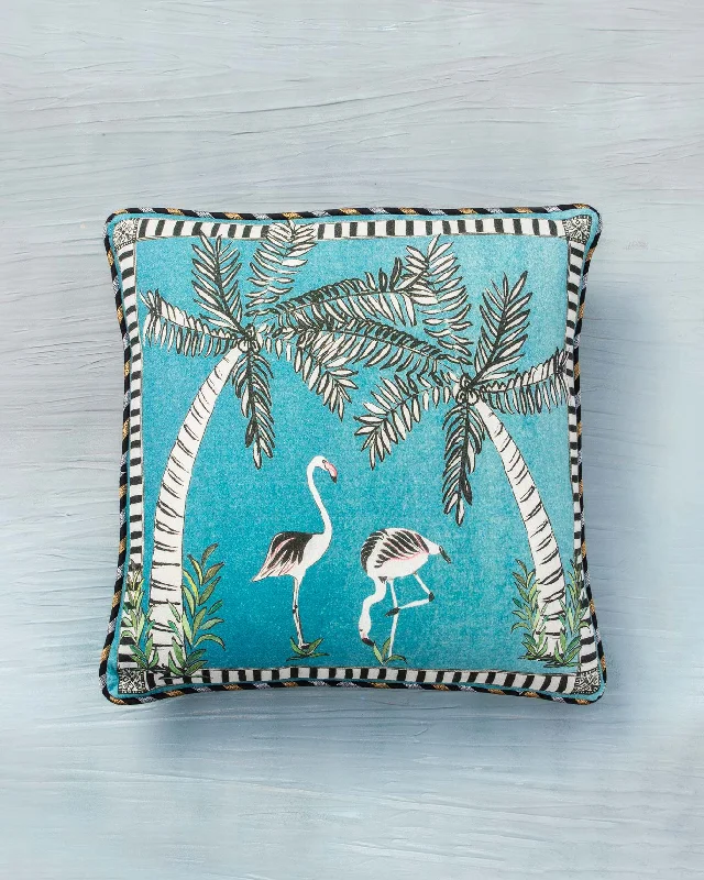 Flamingo Cushion Cover - Blue Minimalist Men's Casual 