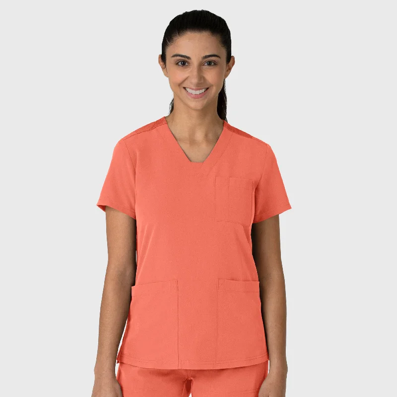 Nova Women's Flex-n-Reach V-Neck Scrub Top - Sugar Coral Lumberjack