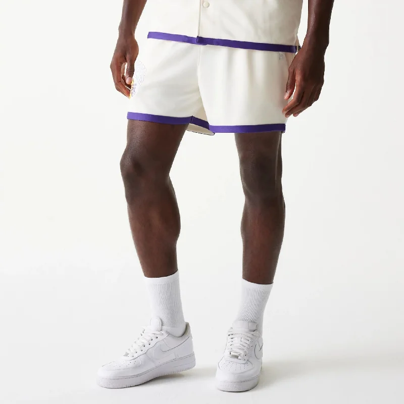 LA Lakers NBA Team Logo Open White Shorts Beach