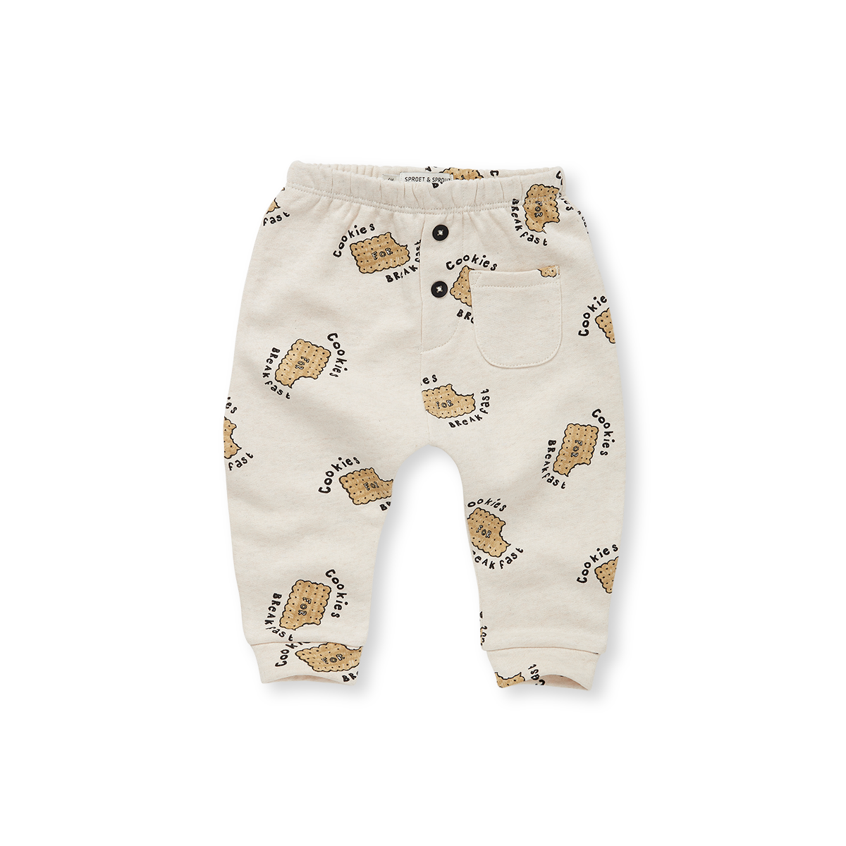 1584-BABY SWEATPANTS COOKIES PRINT-Ivory Earthy Men's Sustainable 