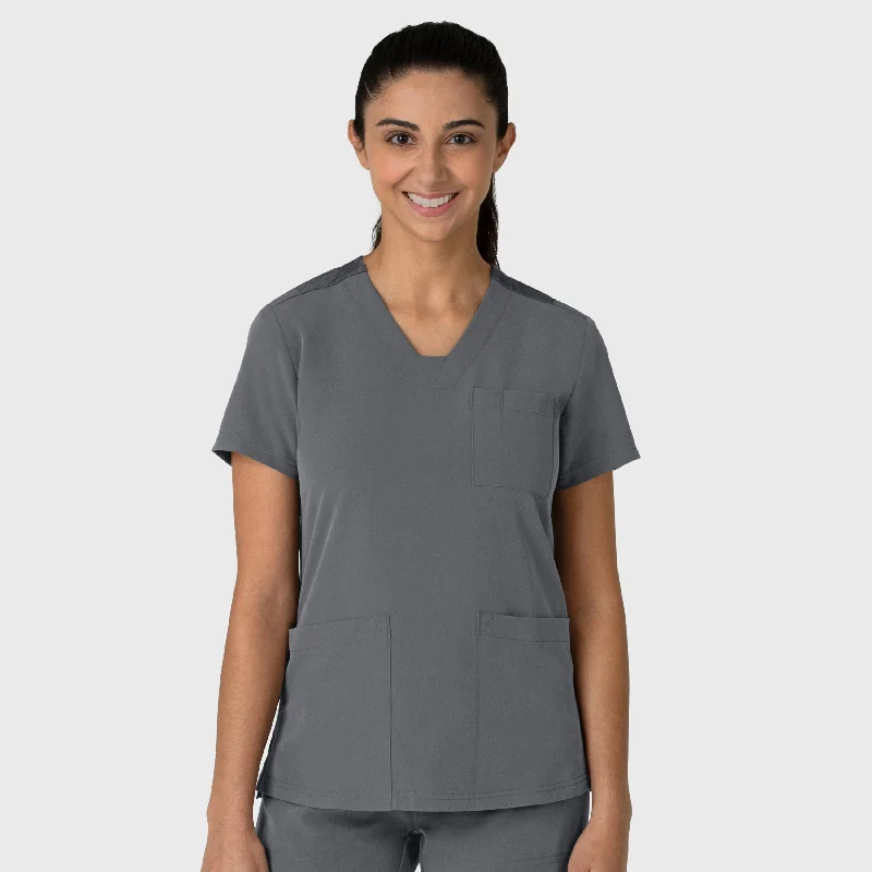 Nova Women's Flex-n-Reach V-Neck Scrub Top - Pewter Sophisticated Men's 